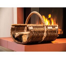 Kaminkorb Weide Natur halbrund